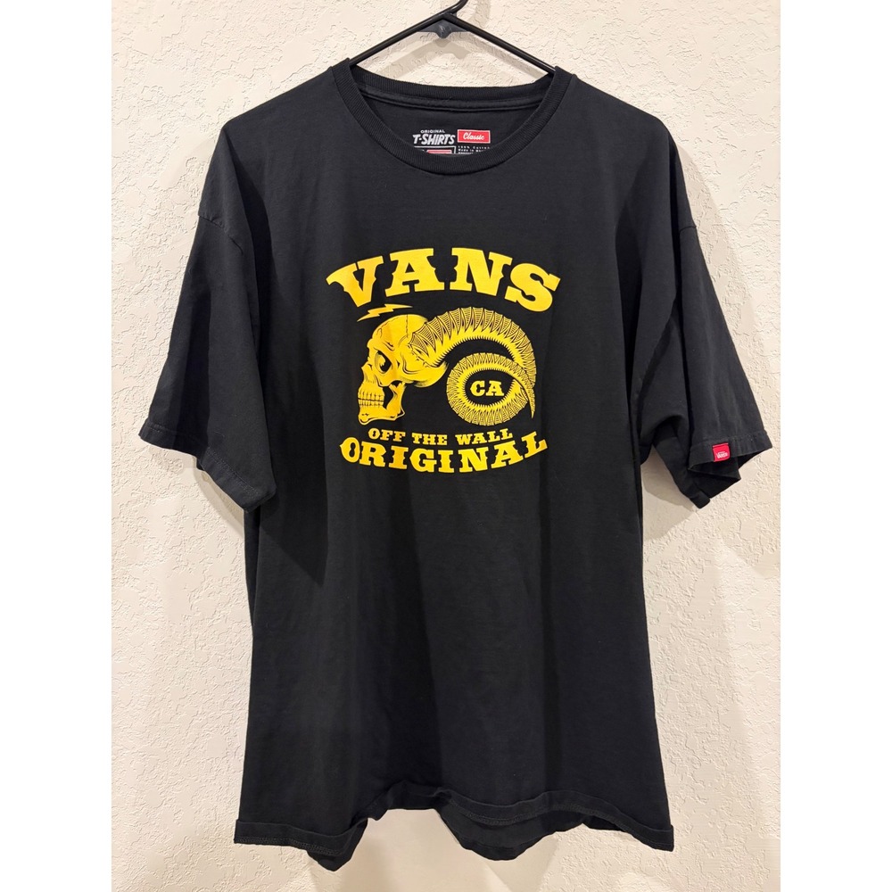 Vans Off The Wall Original Skull Ram Horn Graphic T-Shirt Black XXL
